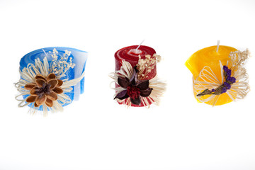 Three decorated candle (handcraft)