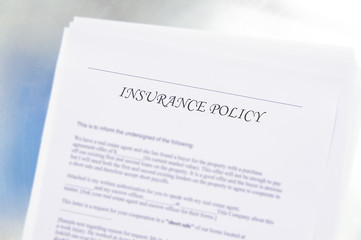 Fototapeta na wymiar generic insurance policy document.