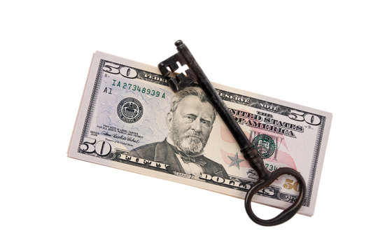 Dollar Geldscheine und Schlüssel