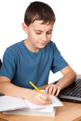 Schoolboy at the laptop