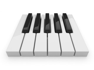 Black and white keys on music. Piano 3D. Isolated