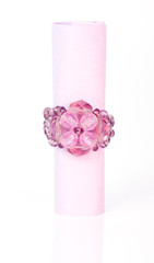 bague en perles rose