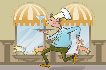 dexterous waiter restaurant is martini glass