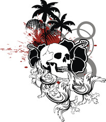 tropical hawaii skull ornament1