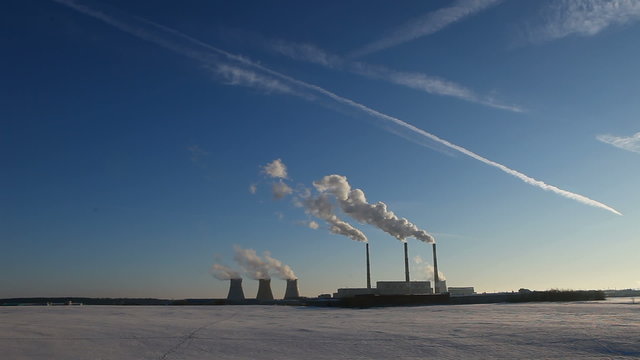 thermal power plant. time lapse