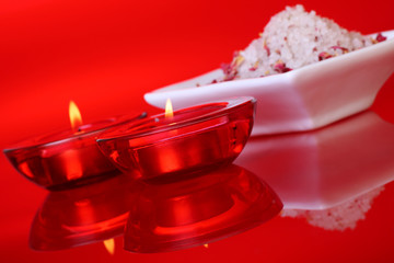 scented bath salts and candles