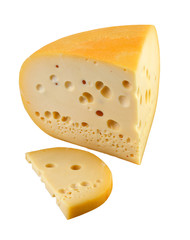 piece of cheese isolated on a white background