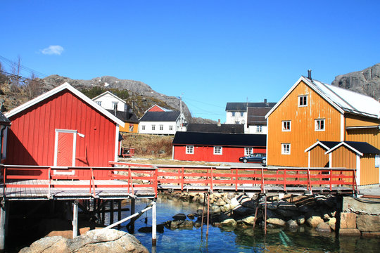 The docks and rorbuer of Nusfjord