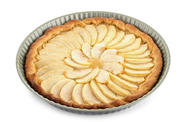 tarte aux pommes sur fond blanc