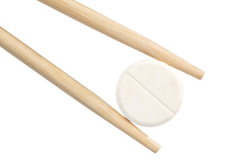 chopsticks keep a pill.