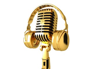 Classic microphone and headphones