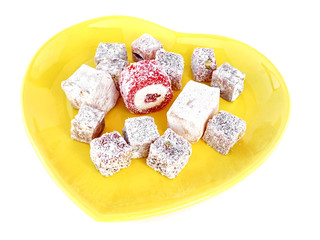 Turkish Delight in a heart shaped plate