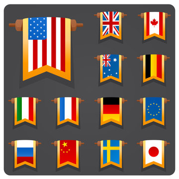 Vertical flags main coutries