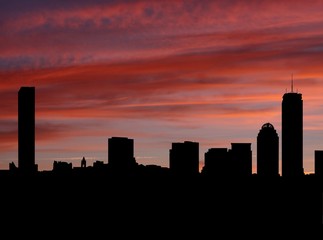 Fototapeta na wymiar Boston skyline at sunset with beautiful sky illustration