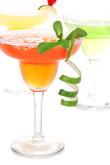 Margarita cocktails with strawberry mint lime