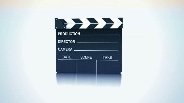 Action. Clapping clapper with studio light. Alpha is included