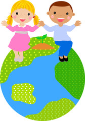Kids and globe,plant