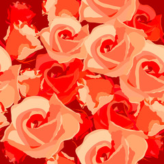 Seamless light romantic pattern with red roses