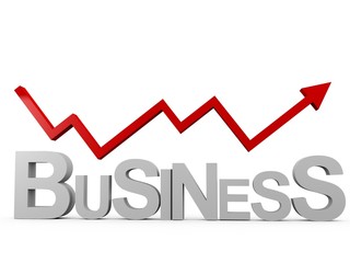 Word 'Business' with an arrow going up