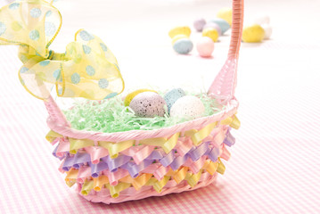 Easter eggs in basket