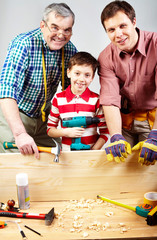 Fototapeta premium Cheerful carpenters