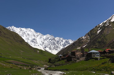 Fototapeta na wymiar Ushguli, highest inhabited village in Europe. Svaneti. Georgia.