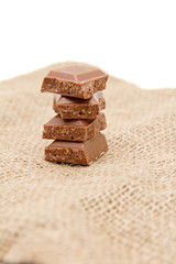 a few chocolate bars isolated on white