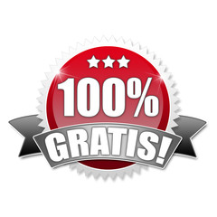 100% Gratis! Button, Icon