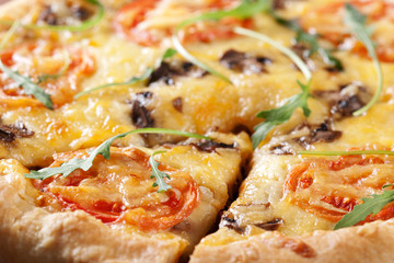 Pizza with mushroom and tomatoes