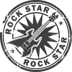 Stamp with the guitar and the words Rock Star