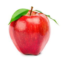 Ripe red apple on a white background