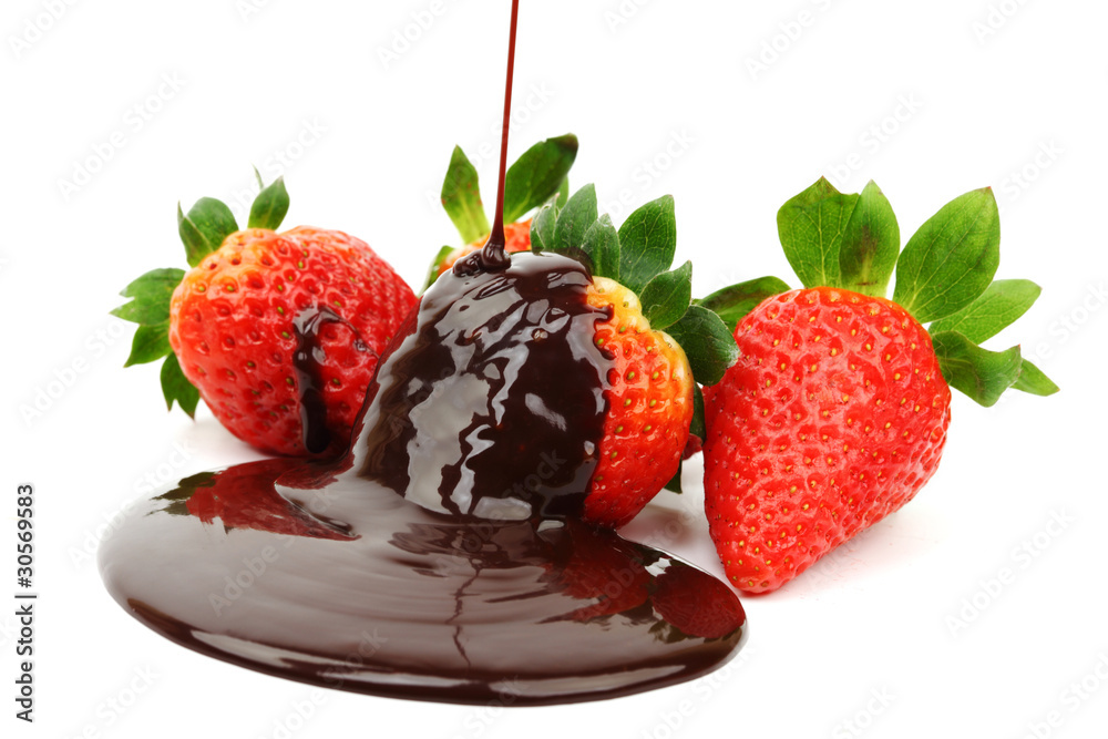 Poster strawberry in chocolate