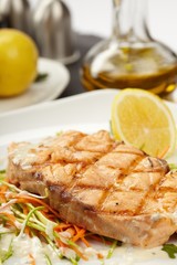 Fish steak with vegetables