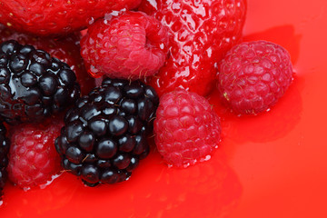 berry mixed pile in syrup