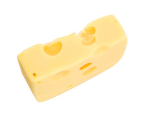 Piece of cheese isolated on white background