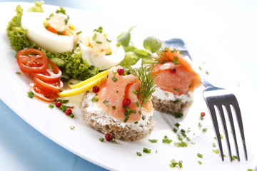 Tasty sandwich with salmon
