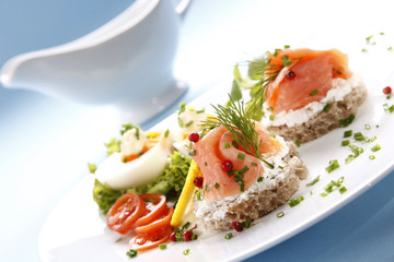 Tasty sandwich with salmon