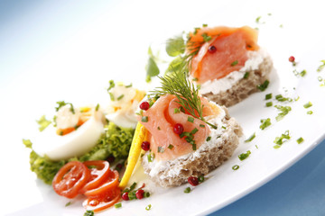 Tasty sandwich with salmon