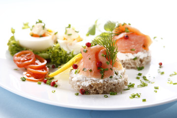 Tasty sandwich with salmon