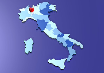 Cartina Italia regioni provincia Milano