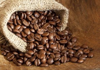 Coffee cup with coffee beans