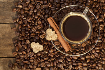 Coffee cup with coffee beans