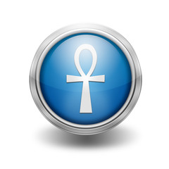Fototapeta premium Icono borde metalico simbolo ANKH