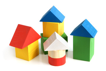 House made from children's wooden building blocks