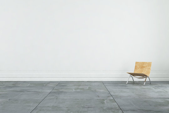 modern chair to face a blank wall