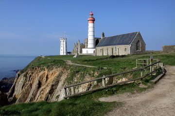 Fototapeta na wymiar Latarnia morska, Saint-Mathieu Saint Mathieu, Brest, kaplica, Finistere