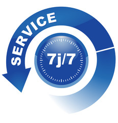 service 7j sur 7 sur vignette fléchée bleue