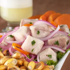 Fotobehang Peruvian-style ceviche made out of raw dogfish © Ildi