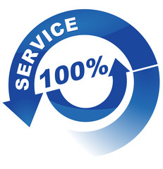 service 100 pour 100 sur vignette fléchée bleue