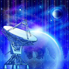 satellite dishes antenna - doppler radar, blue planets, wave